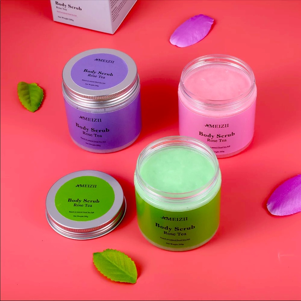 Ameizii Shea Butter/Sea Salt Body Scrub: lavender, green tea, rose